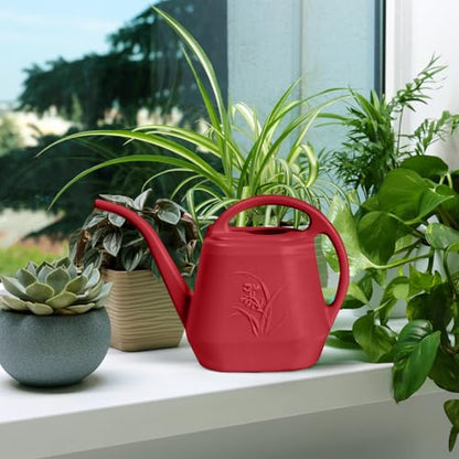 ZXJ Plant Watering Can - for Indoor and Outdoor Home Garden Plants - with Long Spout - Wine Red - 1/2 Gallon - color: Wine Red