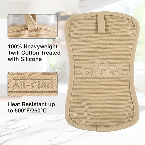 All-Clad Premium Pot Holder & Hot Pad: Heat Resistant to 500 Degrees - 100% Cotton, 10"x6.25" Hot Pad for Kitchen and Barbeque, (1-Pack), Cappuccino - color: Cappuccino, size: 1 Pack