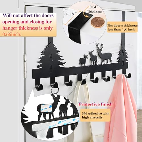 Over The Door Hooks for Hanging Coat Rack Towel Hook Metal Door Hanger Hook Black Coat Hook for Hat,Clothes,Keys,Pet Leash,Umbrella