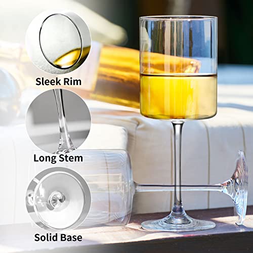 SANZO Square Wine Glasses Set 4, Wine Glasses 15oz, Elegant Design White Wine Glasses, Red Wine Glasses Set for Home Bar Party (4pcs) - style: 4pcs