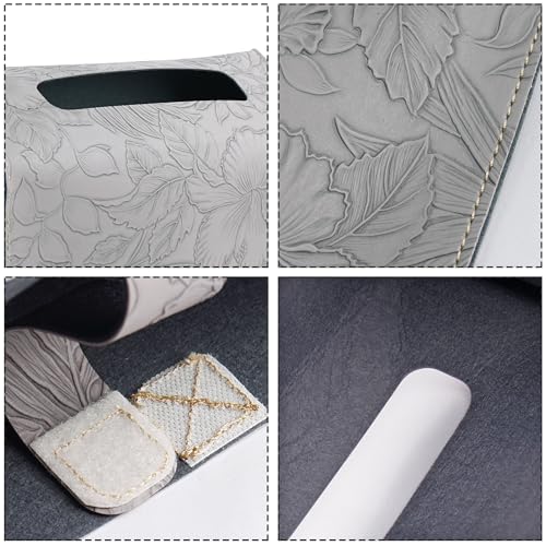 Leather Cover for Disposable Paper Hand Towel Box, Compatible with Kleenex Paper Hand Towel(1-Carved Grey) - color: 1-carved Grey