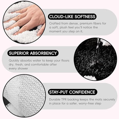 2PCS Get Naked Bath Mat & You Look Good Bath Rug, Funny Bathroom Rug Set | Black-and-White Microfiber Rugs, 16 X 24 In Each; Absorbent Pile, Non-Slip TPR Backing, Machine Washable For Samll Bathrooms - color: Black and White