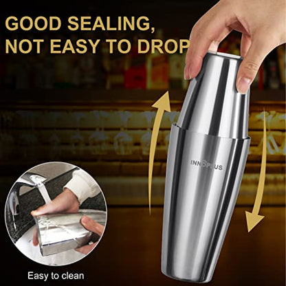 Cocktail Shaker,Cocktail Shaker Set 6 Pcs,27OZ Drink Shaker | Martini Shaker,Boston Shaker,Cocktail Strainer,Bartender Kit,Stainless Steel Double Measuring Jigger,Mixing Spoon