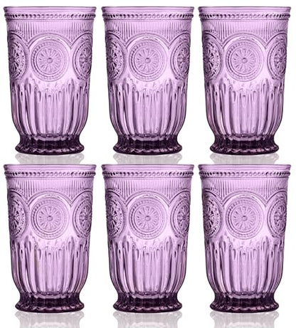 Purple Highball Glasses Set of 6 — 10 oz Tall Drinking Glasses - color: Purple, size: Tall