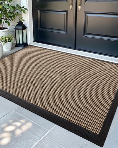 DEXI Front Door Mat Outside Entrance 24x48 Rubber Entry Doormat Beige | Non Slip Outdoor Use Trap Dirt and Moisture Easy Clean Low Profile for Inside House Floor Entryway Exterior Patio - color: Beige, size: 24" x 48" (Rectangular)