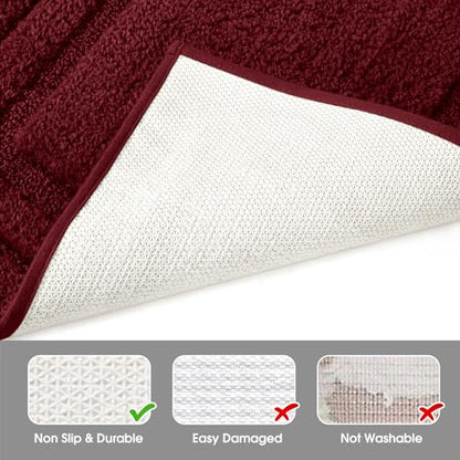 HOMEIDEAS Bathroom Rugs Sets 2 Piece, Super Soft and Absorbent Non Slip Microfiber U-Shaped Toilet Bath Mat Set (20"x32"+U20 x24, Burgundy Red) - color: Loop- Burgundy Red, size: 1'8" x 2'8" (20"x32"+U Shape 20"x24")