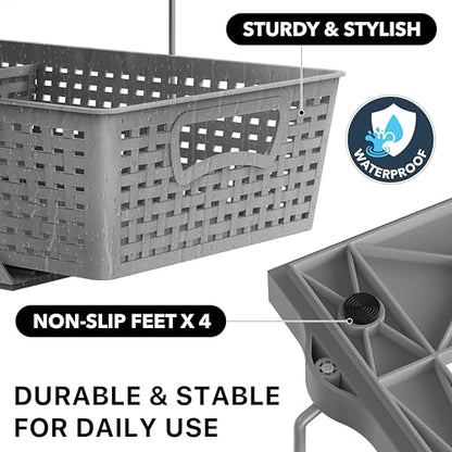 Simple Houseware 2 Tier Pull-Out Sliding Drawer Under Sink Storage, Gray | Great for Kitchen Bathroom Tray Shelf Organizer - color: Gray