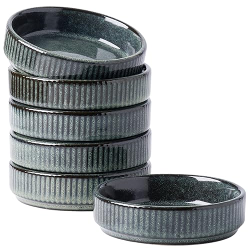 famiware Ceramic Soy Sauce Dish, 4oz Dipping Bowls Set of 6, Deep Forest | Individual Dip Sauce Cups/Dishes/Plates, Small Serving Bowls for Side Dishes, Condiments, Sushi, Appetizers, Reactive Glaze - color: Deep Forest, size: 6pcs