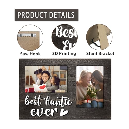 Aunt Gifts, Mothers Day Aunt Gift from Niece, Birthday Gift for Auntie from Nephew 3D Photo Frame Hold 4x6 Inches Two Photos - Great Picture Frames Present - color: Aunt