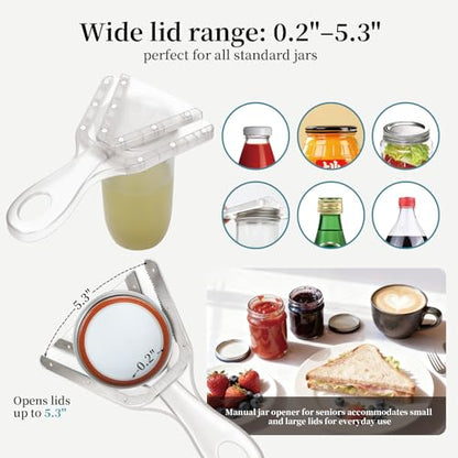 Jar Opener for Weak Hands & Seniors with Arthritis – Easy Twist-Off Lid & Bottle Opener – Ergonomic Non-Slip Handle, Unique Kitchen Gadget & Ideal Christmas Gift for Elderly, Women & Men (Transparent) - color: Transparent