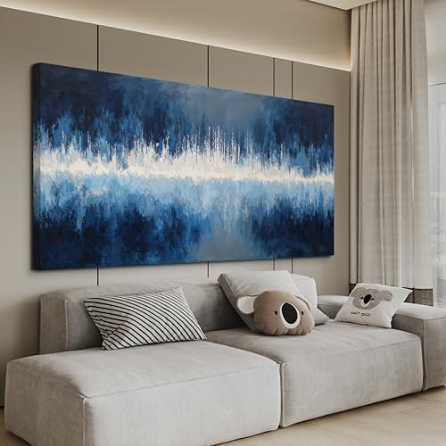 Abstract Wall Art Canvas Art Wall Decor Abstract Wall Decor artwork for walls Modern Deep Blue Tones Prints Calm Cool Tones Modern Canvas Art on Bathroom,Dining Room Ready to Hang Size 20"X40" - color: deep blue, size: 40"L x 20"W