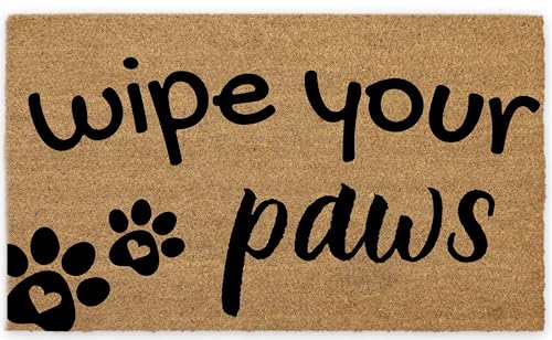 Coir Door Mats 17" X 30", Non-Slip Sturdy, PVC Backed Heavy Duty, Easy to Clean, Ideal for Door Entrance, Patio, Porch, Backyard, Garages, Wipe Your Paws - color: Wipe Your Paws