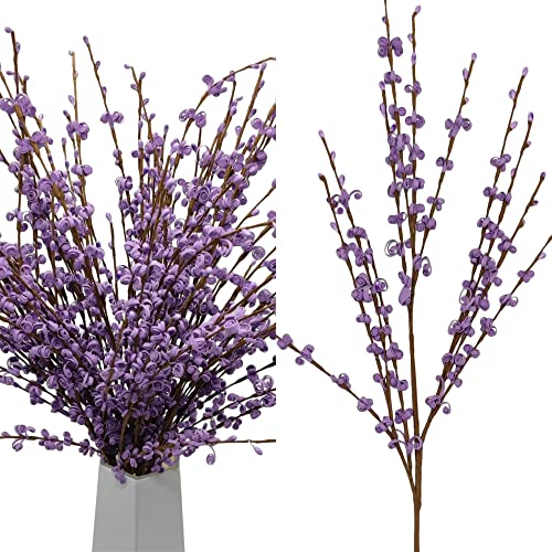 10Pcs 29.5" Artificial Jasmine Flowers Stem for Vase DIY Wreath Decor | Macaron Purple Jasmine Flower Bouquet Long Stems Tall Vase Filler Pussy Willow Branches Home Wedding Table Centerpieces Decor - color: Macaron Purple, size: 10pcs-29.5''
