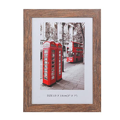 5x7 Picture Frames Set of 10, Wooden Picture Frame Set with Display Box, Rustic Style Antique Brown Wood Grain Photo Frame Suitable For Desktop Display and Wall Decoration. - size: 5 x 7 inches