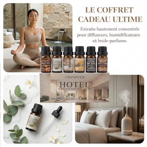Hotel Collection Essential Oils for Diffusers for Home 6 x 10ml | Aromatherapy Gift, Premium Scented Oils for Diffusers - Jasmine Peppermint,White Tea,Citrus Happiness,My Way,Hotel Lobby - color: Light Gray