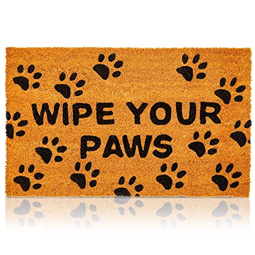 Juvale Wipe Your Paws Doormat - Coir Door Mat with PVC Backing - Outdoor Mats for Back Door - Funny Welcome Rug for Dog Lovers - 17"x 30", Brown - color: Black