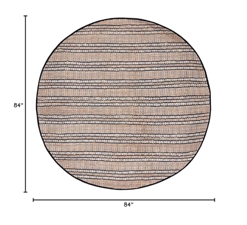 SAFAVIEH Natural Fiber Collection Area Rug - 7' Round, Navy & Natural, Handmade Flat Weave Stripe Jute & Cotton Jute, Ideal for High Traffic Areas in Living Room, Bedroom (NFB651N) - color: Navy/Natural, size: 7' (Round)