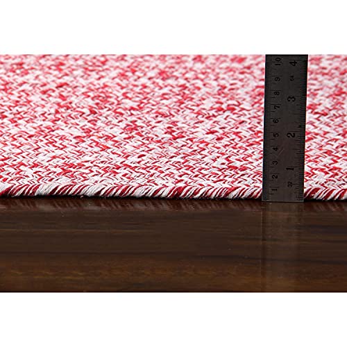 Super Area Rugs Farmhouse Braided Rug Cotton Kitchen Reversible Carpet Red & White, 20" X 40" Half Circle - color: Red & White, size: 1'8" x 3'4" (Semicircular)