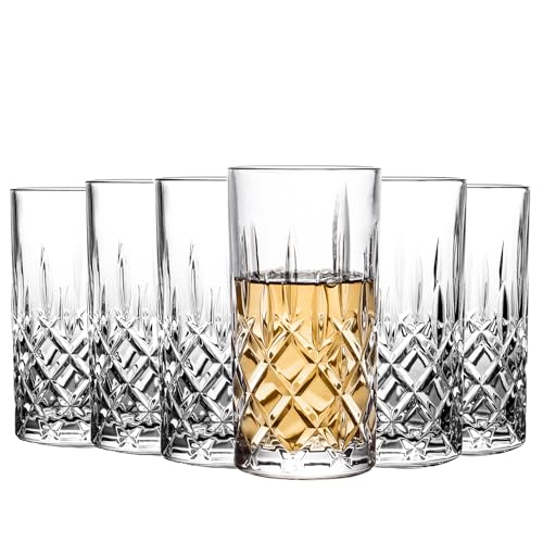 Highball Glasses Collins Tall Beverage Set of 6, 14 Ounce Cups Glassware for Drinks, Water, Beer, Soda - style: Style A