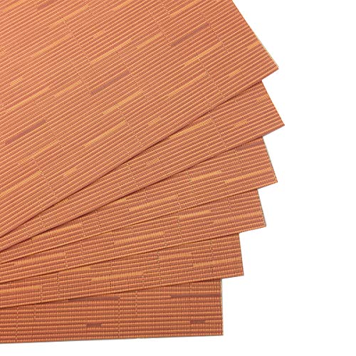 Exquisite Woven Vinyl Placemats for Dining Table Heat Resistant PVC Table Mats (Pack of 6, Orange) - color: Pin Stripes-orange