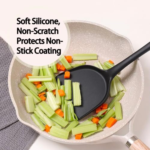 16-Piece Silicone Kitchen Utensil Set with Measuring Cup, Red | Dishwasher-safe BPA-free tools for nonstick cookware, with tongs, whisk, 5 measuring spoons and a 500ml measuring cup holder - color: Red
