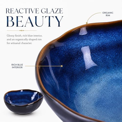 6" Blue Ceramic Decorative Bowl, Key Bowl for Entryway Table, Candy Dishes, Salad Bowl, Fruit Bowl for Kitchen Counter, Blue Small Jewelry Trinket Dish for Bedroom, Bedside Table, Living Room - size: 6in