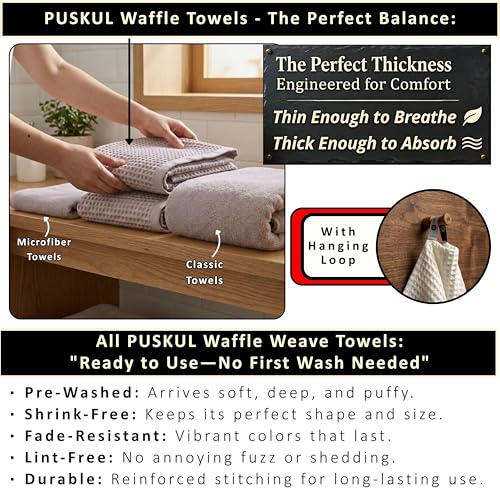 PÜSKÜL 2-Piece Natural 100% Turkish Cotton Waffle Bath Towels Extra-Large | Light Gray, 32x63" Bath Sheet Towel, Soft Absorbent Quick-Dry Lint-Free Premium 3D Honeycomb Weave Oeko-Tex Made in Turkiye - color: Gray