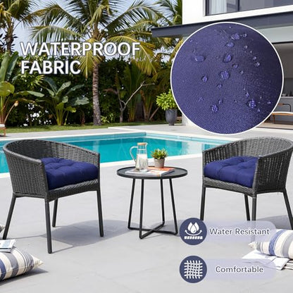 Gnostik 2 Pack Outdoor Wicker Chair Cushions Dark Green Waterproof Rocking Chair Cushion U Shaped Patio Replacement Cushions with Ties for Porch, Garden,18.6" x 18.6" - color: Dark Green