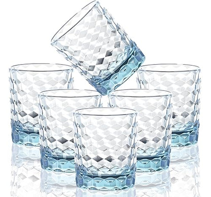 8 Oz Unbreakable Tritan Drinking Glasses Shatterproof Acrylic Glasses Drinkware BPA Free Hard Plastic Cups Reusable Kitchen Water Glasses Drinking Set of 6 (Light Blue) - color: Light Blue