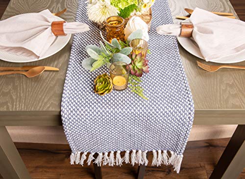 DII Woven Basics Collection 100% Cotton Knit Table Runner, 15x72, French Blue - color: French Blue, size: 15x72"