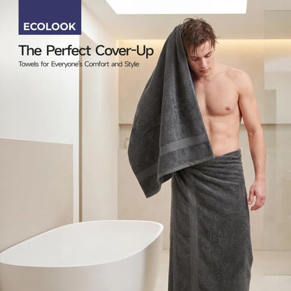ecolook Ultra Soft 6-Piece Towel Set, 100% Cotton | Lighter Weight, Quick Dry, Highly Absorbent, 2 Bath, 2 Hand, 2 Washcloths, Perfect for Bathroom, Dark Gray - color: Dark Gray