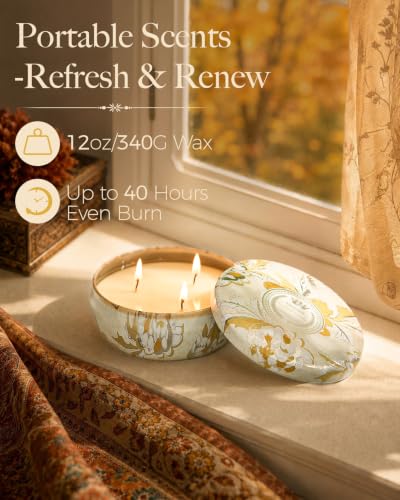 M&SENSE 3 Wick Sunkissed Citrus Scented Soy Candles 12 oz | Triple Wick, 40 Hour Long Burn, Non-Toxic,100% Natural Soy Wax, Stress Relaxing Aromatherapy Candle Gift for Women Men - color: Sunkissed Citrus