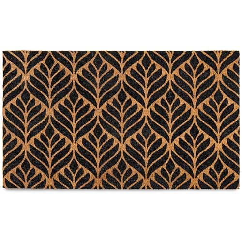 Door Mat Modern Outdoor 30x17 Inch, Geometric Pattern Welcome Mat Coir | Natural Coco Fibers, Dirt Scraper, Pvc Backing, Covered Porch Farmhouse Decor, Warm Welcome Everyday Use, Housewarming Gift
