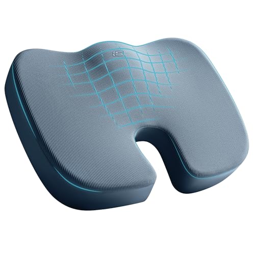 Skechers Memory Foam Seat Cushion,Office Chair Cushion for Tailbone Pain Relief,Butt Pillow for Office Chair,Car seat Cushion,Computer Desk,Long Sitting Office Workers,and Car Drivers,Blue - color: Blue