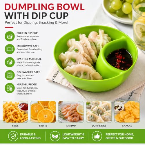 6 Colors Divided Snack Bowls, Anti Soggy Chip Dip Serving Dishes, Stackable Plastic Bowls, Microwave & Dishwasher Safe, Ideal for Home Party, Salad, Nuts, Salsa - color: Green