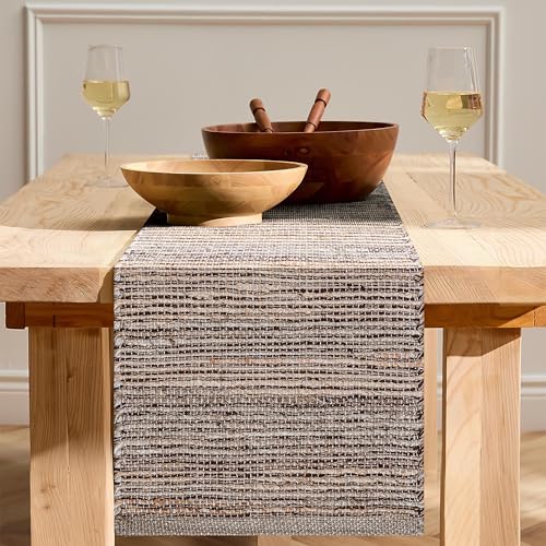 Boho Jute Table Runner for Dining Tables, Rustic Brown Table Runner Farmhouse Style , Cotton and Jute Neutral Colorful Indoor Kitchen Decor, 13 X 72 Inch, - Natural- Brown - color: Natural - Brown, size: 13 x 72 Inch