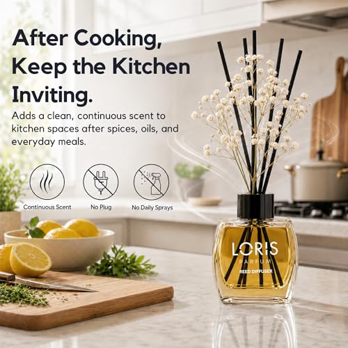 Loris Citrus & Lavender Reed Diffuser Set with Dried Flowers | Reed Diffusers for Home with Sticks | Bathroom Diffuser & Room Scent | Long-Lasting Home Fragrance | 120 mL / 4.06 fl oz - color: Citrus & Lavender