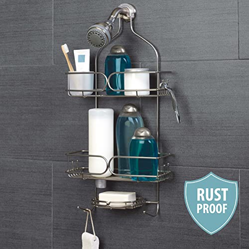 Zenna Home Shower Caddy Hanging Bathroom Organizer, Stainless Steel Shower Rack with 2 Shelves and Built in Hooks, Rustproof Over Shower Head Storage System, Stainless Steel - style: 2-Shelf Caddy