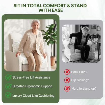 idee-home Recliner Cushions with Lumbar Support Pillow Set for Elderly | 20x20x5 Inch Recliner Seat Cushion Tufted, Large Square Seat Cushion Non-Slip Reduce Hip & Lumbar Pain - color: Beige Seat&lumbar