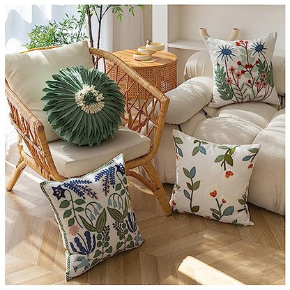YIcabinet Pillow Covers Set of 2, Embroidered Branch Pattern Throw Pillow Cover,Square Cotton Cushion,Pillow Case for Sofa Bedroom Couch,18"x18" - color: Branch Pattern