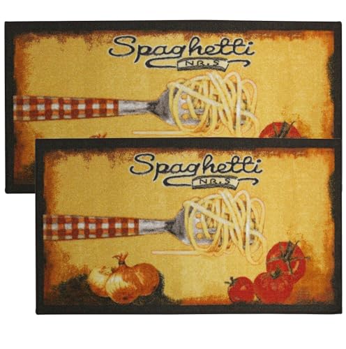 Kashi Home Kitchen Rug, Area Rug, Mat, Beautiful Print Non-Skid Latex Back Spaghetti 20x40 Rectangle - color: Spaghetti, size: 20x40 Rectangle