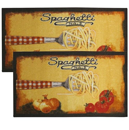 Kashi Home Kitchen Rug, Area Rug, Mat, Beautiful Print Non-Skid Latex Back Spaghetti 20x40 Rectangle - color: Spaghetti, size: 20x40 Rectangle