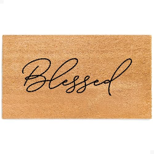Door Mat - Welcome Mat for Front Door with Non-Slip Backing - Durable Coir Doormat - Perfect for Outside Entrance and Entryway Matt - Outdoor/Indoor - Blessed - 17" x 30" - color: Blessed
