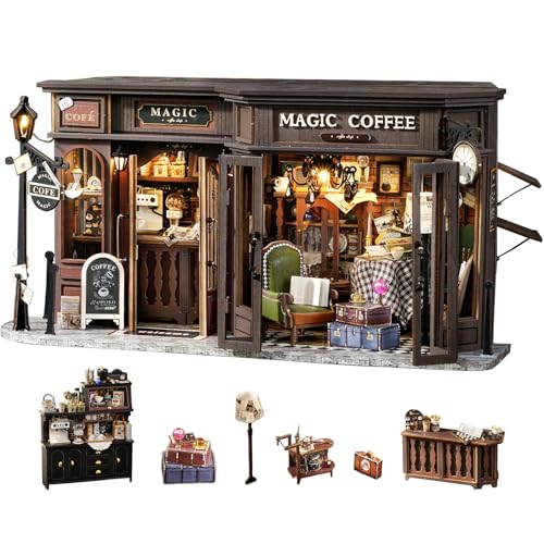 DIY Magic Miniature Dollhouse Kit Halloween | Mini Scene 3D Wooden Puzzles for Adults Tiny House Gifts for Women Teenagers(Magic Coffee) - style: Magic Coffee