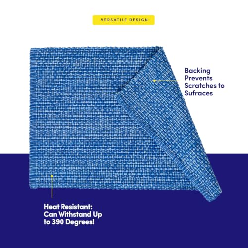 Sweet Home Collection 100% Cotton Placemats for Dining Room Rectangle Two Tone Woven Fabric 13" x 19" Soft Durable Table Mat Set, Set of 6, Dark Blue - color: Dark Blue, size: Rectangle 13" x 19"
