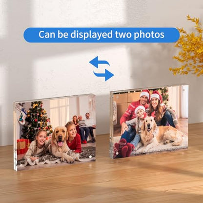NIUBEE Acrylic Photo Frame 8x10,Clear Picture Frame 20% Thicker Block | Shatterproof &Safe, 95% High Transparency, UV protection, Double-sided display Magnetic Desktop Frames for Picture Display - size: 8x10"(1 Pack)