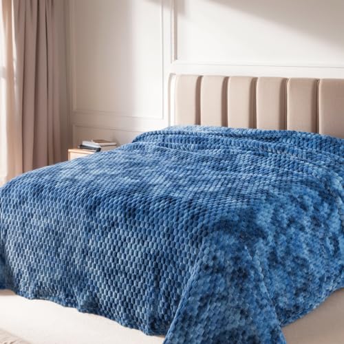 Richave Twin Size Blanket, Premium Lightweight Anti-Static 66x90 Inches 3D Clouds Stylish Jacquard Velvet Plush Bed Blanket for Twin XL Extra Long Bed, Tie-dye Stone Blue - color: Stone Blue, size: Twin (90-Inch-by-66-Inch)