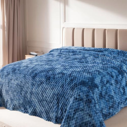 Richave Twin Size Blanket, Premium Lightweight Anti-Static 66x90 Inches 3D Clouds Stylish Jacquard Velvet Plush Bed Blanket for Twin XL Extra Long Bed, Tie-dye Stone Blue - color: Stone Blue, size: Twin (90-Inch-by-66-Inch)