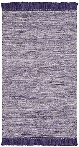 SAFAVIEH Montauk Collection Accent Rug - 3' x 5', Purple, Handmade Tassel Cotton, Ideal for High Traffic Areas in Entryway, Living Room, Bedroom (MTK610S) - color: Purple, size: 3' x 5' (Rectangular)