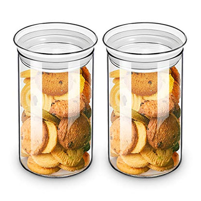ZENS Glass Jars with Airtight Lid Set of 2, 37oz Kitchen Storage Jars | Clear Glass Canisters with Airtight Lids, Thick Borosilicate Glass Airtight Containers for Cereal, Dry Food Storage - size: 8-37oz 2Pack